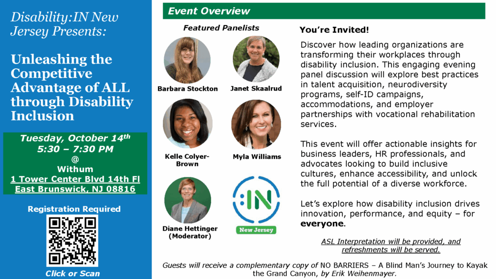 Graphic image of invitation, PDF. Unleashing the competitive advantage of all through disability inclusion. Registration link. https://forms.office.com/pages/responsepage.aspx?id=1sijrHGqGk6hDgNXL8WMC2oM8PdMaOJJqdTimazKfNJUOEpKM01CUkkwME1USk0xR0RNQlU4RFFWVS4u&route=shorturl